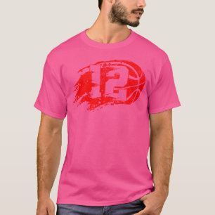 T-shirt Basket-Ball Distressed 12E Anniversaire 12 Ans Pa