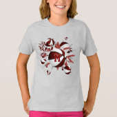 T-shirt basket-ball et étoiles de marron pour fille (Devant)