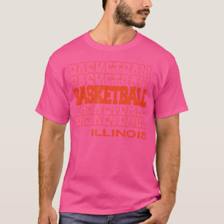 T-shirt Basket-Ball Illinois Dans Moderne Stacked Letting