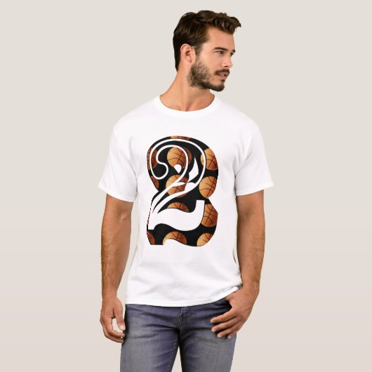 T-shirt Basket-ball numéro deux, logo, (Devant entier)