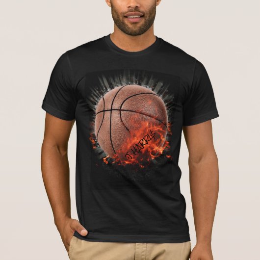 T-shirt Basket-ball Personnalisé En Feu (Devant)