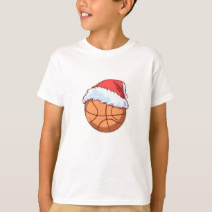 T-shirt Basket Ball Red Santa Hat Snowflake Noël