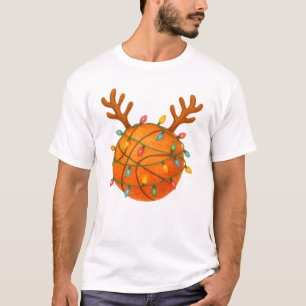 T-shirt Basket-ball Reindeer Feux de Noël Sport amusant