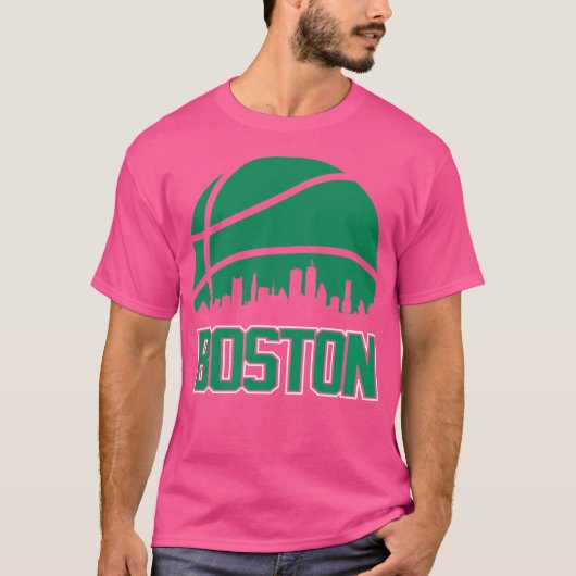 T-shirt Basket-ball rétro Celtics Boston City Skyline (Devant)