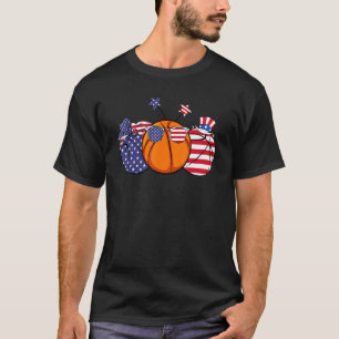 T-shirt Basket Bleu Rouge 4 juillet patriotique