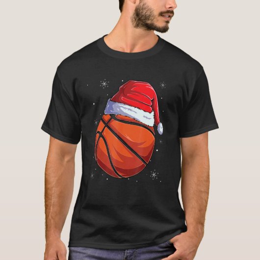 T-shirt Basket de Noël Ball Santa Hat Funny Sport Xm (Devant)