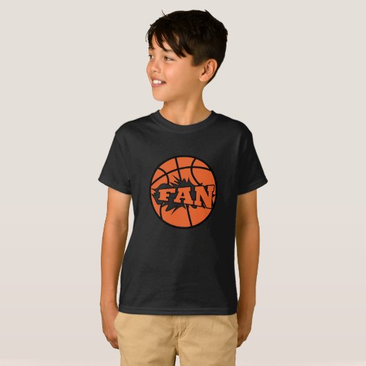 T-shirt Basket joueur ventilateur orange balle (Devant entier)