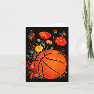 T-shirt Basketbal Silhouet Bloemen Botanisch Bloem Kaart