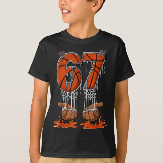 T-shirt Basketball 67 Six Seven Funny Gen Alpha Meme Drip  (Devant)