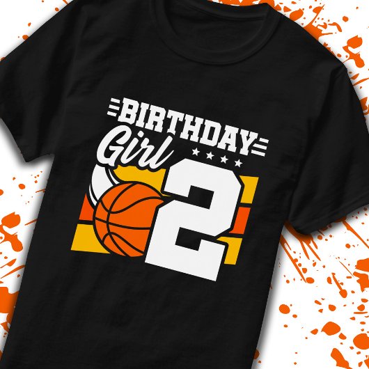 T-shirt Basketball Anniversaire 2 Année Jeune Fille 2e Ann
