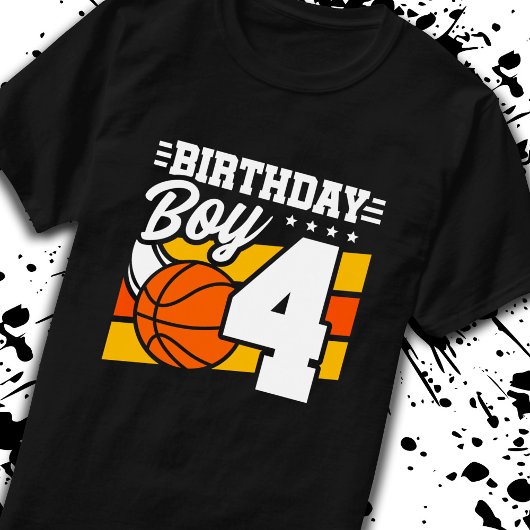 T-shirt Basketball Anniversaire 4 An Garçon 4e Anniversair
