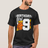 T-shirt Basketball Anniversaire 9 ans fille 9e anniversair (Devant)