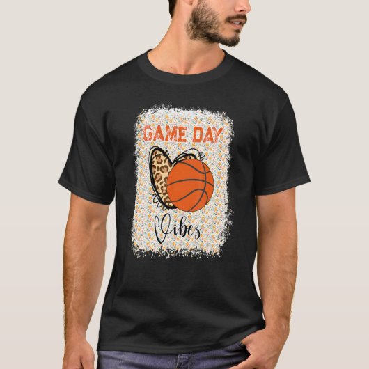 T-shirt Basketball Bleached Game Day Vibes Basketball Mom  (Devant)