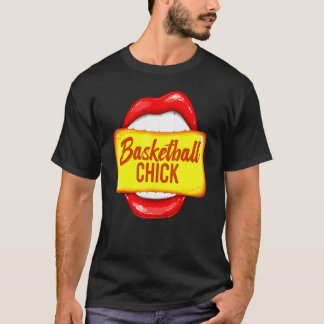 T-shirt Basketball Chick Pop Big Red Lips Bite Women Bball