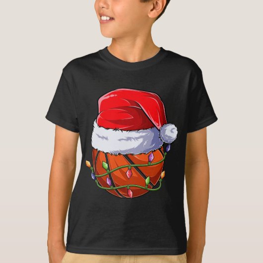 T-shirt Basketball Christmas Boy Apparel, Funny Santa Srt (Devant)