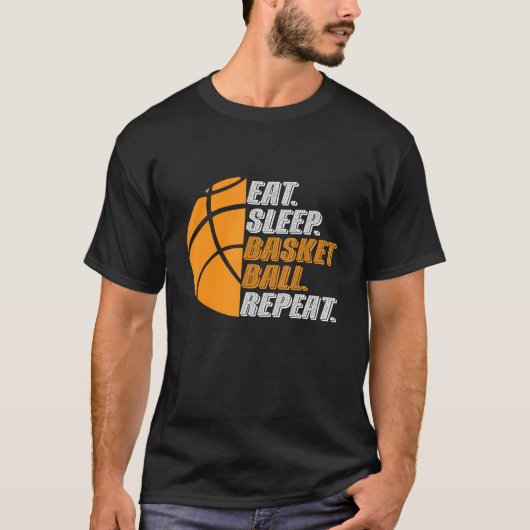 T-shirt Basketball Coach Eat Sleep Basketball Repeat for M (Devant)