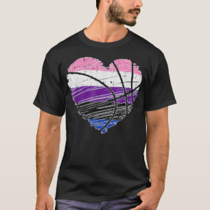 T-shirt BasketBall Coeur Genderfluide Fierté Cool Sport LG
