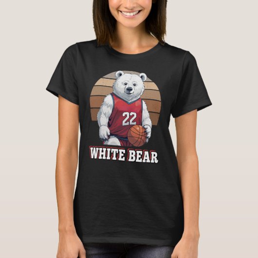T-SHIRT BASKETBALL D'OURS BLANC (Devant)