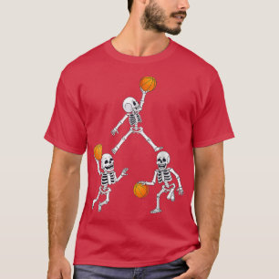 T-shirt Basketball Halloween Skeleton Dunking Dribble Boys