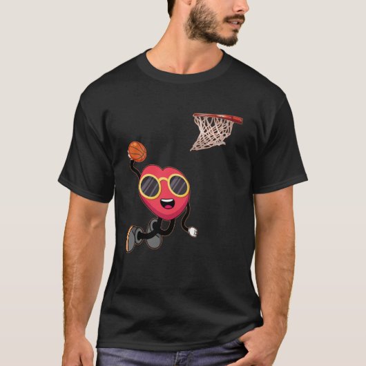 T-shirt Basketball Hoop Loop Valentine Day (Devant)