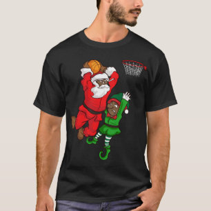 T-shirt Basketball Noir Afro-Américain Père Noël Dunk