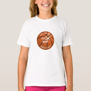 T-shirt Basketball, Nom de l'enfant, MVP/Numéro, 2 lignes 