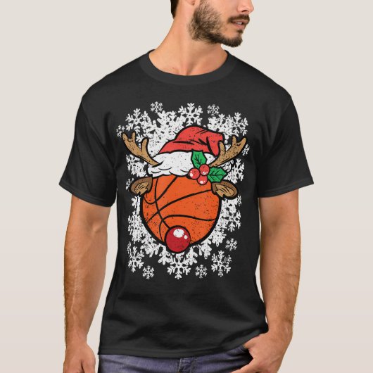 T-shirt Basketball Reindeer Christmas X-Mas Sport Snowfl (Devant)