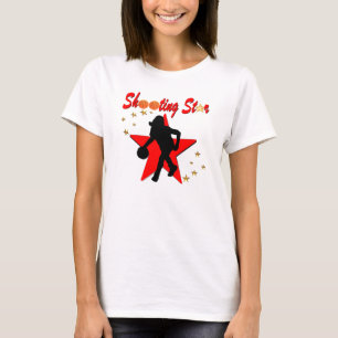 T-SHIRT BASKETBALL ROUGE ET OR DESIGN ÉTOILE