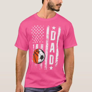T-shirt Basketball Soccer Papa Us Flag Soccer Basketball F