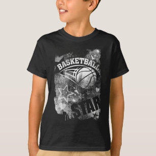 T-shirt Basketball Star, Black Grunge Basketball