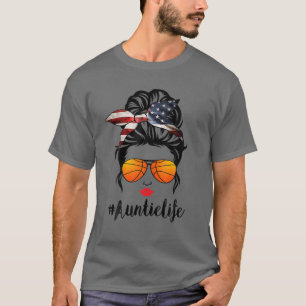 T-shirt Basketball Tante Life Messy Bun American Flag Ban