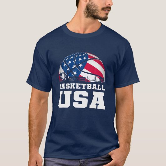 T-shirt Basketball USA Support L'Équipe T USA Drapeau Drea (Devant)