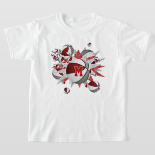 T-shirt Baskets gris rouge pour fille étoiles monogrammed