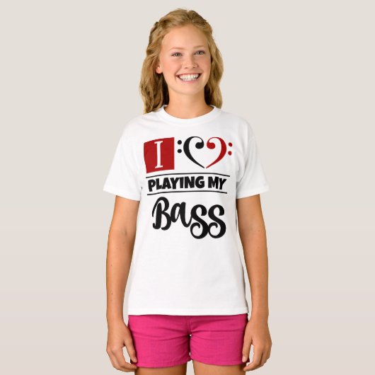 T-shirt Bass Clef Coeur J'Aime Jouer Ma Basse (Devant entier)