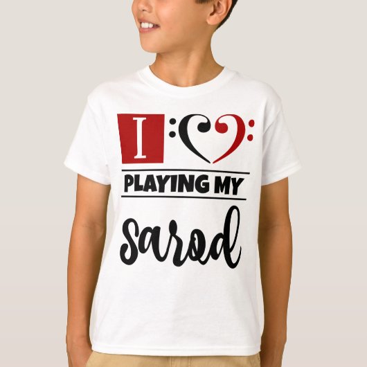 T-shirt Bass Clef Coeur J'Aime Jouer Mon Sarod (Devant)