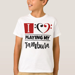 T-shirt Bass Clef Coeur J'Aime Jouer Mon Tambura