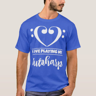T-shirt Bass Clef Coeur Musical J'Aime Jouer Mon Autoharp