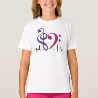 Bass Clef Heart EKG Wave Purple & Mulberry