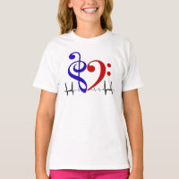 Bass Clef Heart EKG Waves Navy & Red
