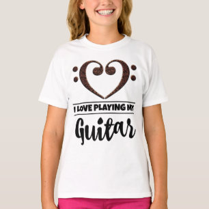 T-shirt Bass Clef Heart Lot Jouer de la guitare