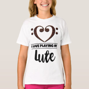 T-shirt Bass Clef Heart Love Jouer Lute