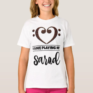 T-shirt Bass Clef Heart Love Jouer Sarod