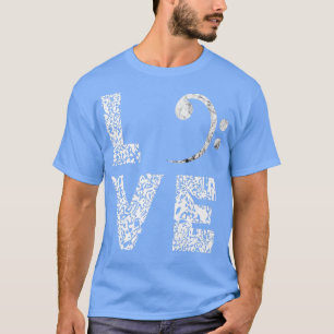 T-shirt Bass Clef Love Basse Guitare Lecteur Leopard Baid