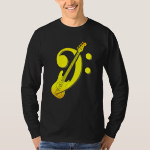 T-shirt Bass Clef Musical Instrument Baid Rock Music Ba