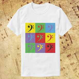T-shirt Bass Clef Rainbow Music Motif