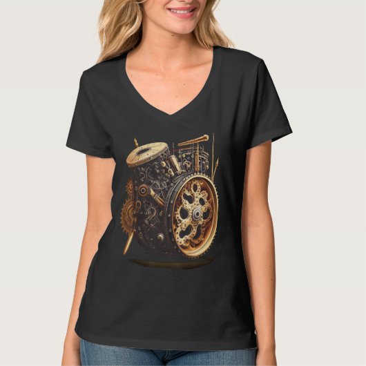 T-shirt Bass drum  music instrument Graphic steampunk (Devant)