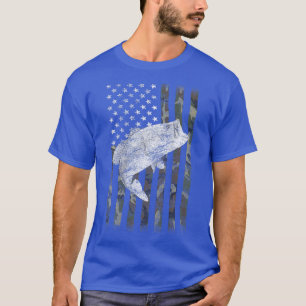 T-shirt Bass Fishing American Camo USA Drapeau pour pêcheu
