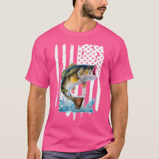 T-shirt Bass Fishing American Flag Fish Bass Fish Fisherma