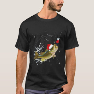 T-shirt Bass Fishing Santa Hat Christmas Pajama Fish