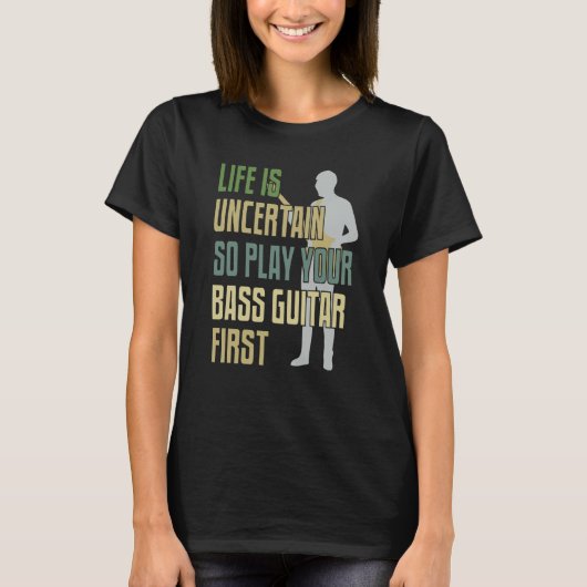 T-shirt Bass Guitar Player Retro Style (Devant)